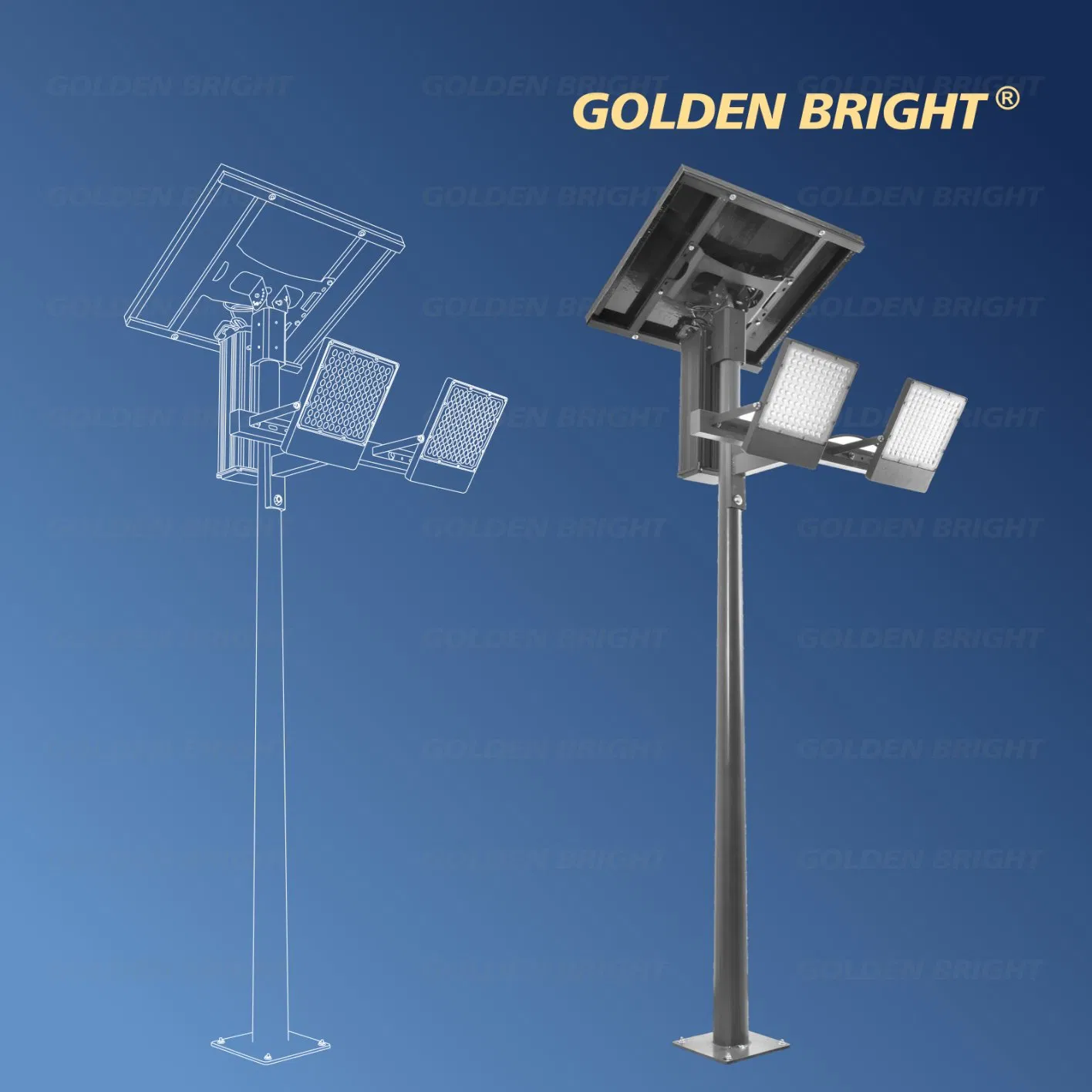 Iluminação Solar Flood Durável e Brilhante Dourada para Ambientes Industriais e Públicos