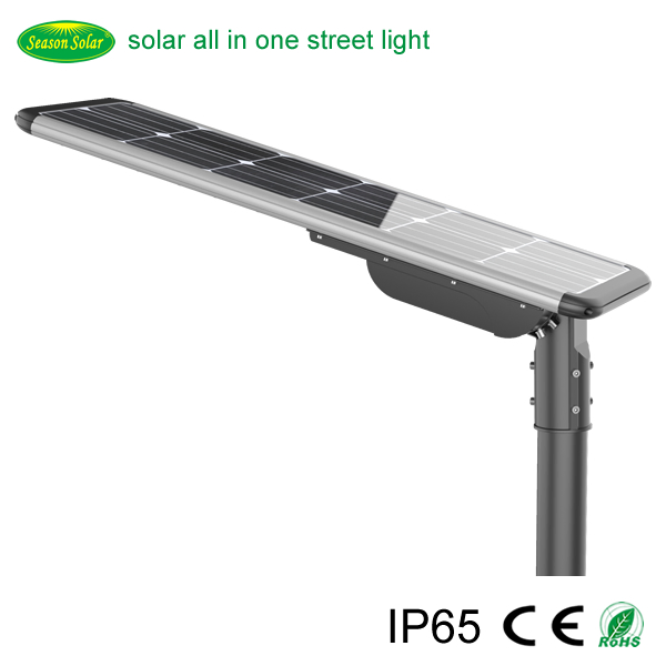 Iluminação Solar LED de Alto Lúmen Estilo Todo em Um 6m--12m Luminária de Poste Externa Lâmpada Solar Iluminação de Rua para Jardim Praça Iluminação de Estacionamento