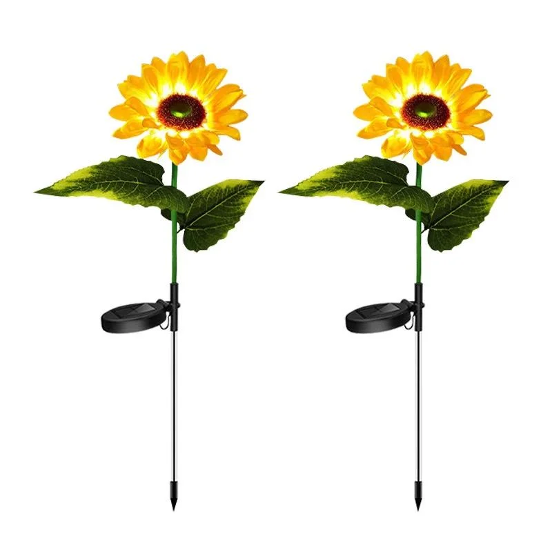 Lâmpada de Decoração de Andar Girassol com Simulação Solar LED, Painéis Solares Policristalinos, Iluminação para Jardim ao Ar Livre