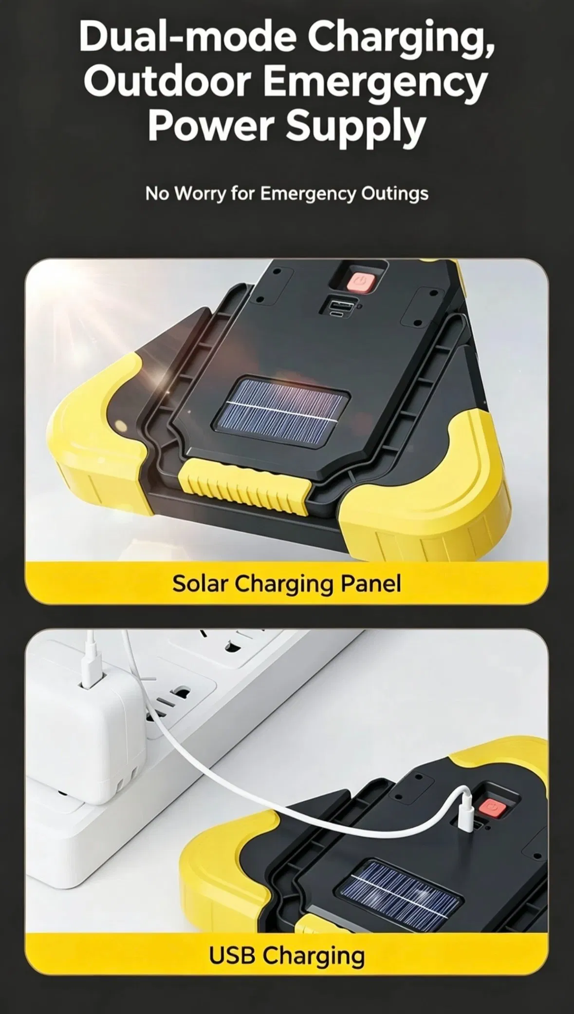 Placa de Advertência Refletiva Solar, Luz de Emergência LED para Estacionamento, Tripé para Carro