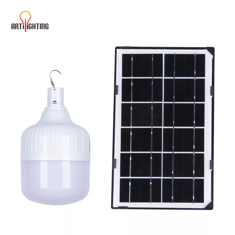 Lâmpada LED de baixo custo para economia de energia, lâmpada de painel solar para iluminação em camping e emergência