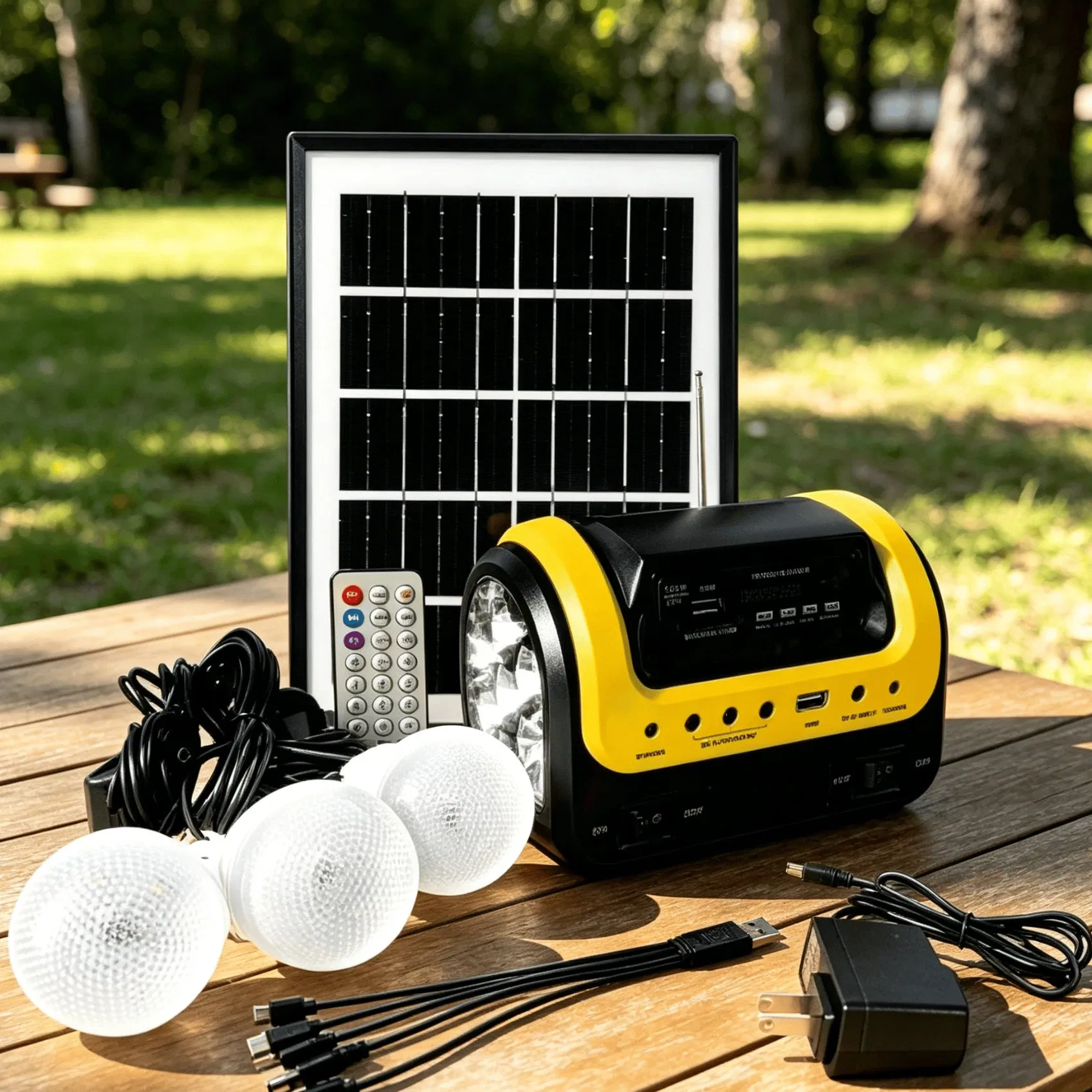 Kit de Iluminação Solar Compacto para Uso em Casa, Camping e Emergências