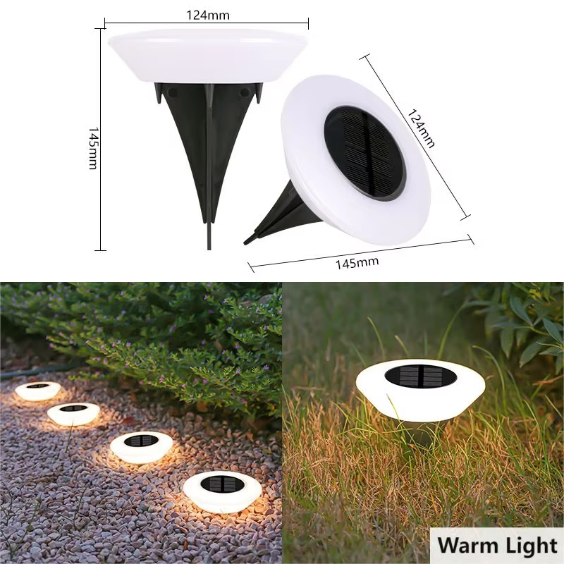 Luz Solar de Chão 14 LEDs Luz Solar Externa Jardim Branco Quente Iluminação de Paisagem do Jardim do Quintal da Entrada