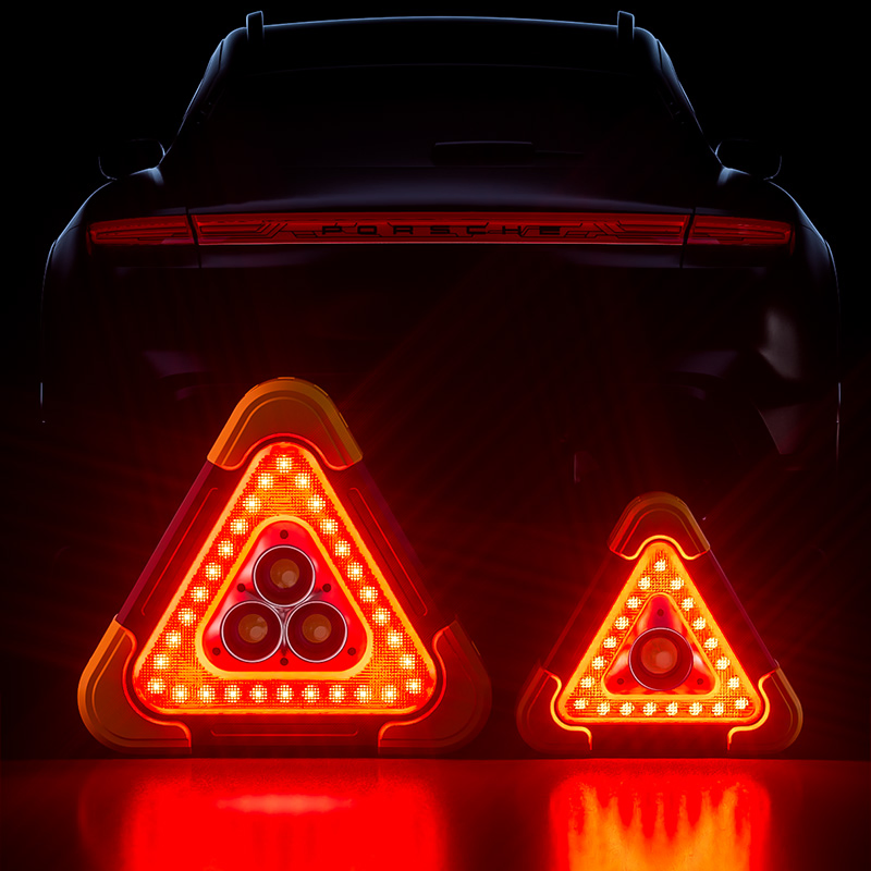 Placa de Advertência Refletiva Solar, Luz de Emergência LED para Estacionamento, Tripé para Carro
