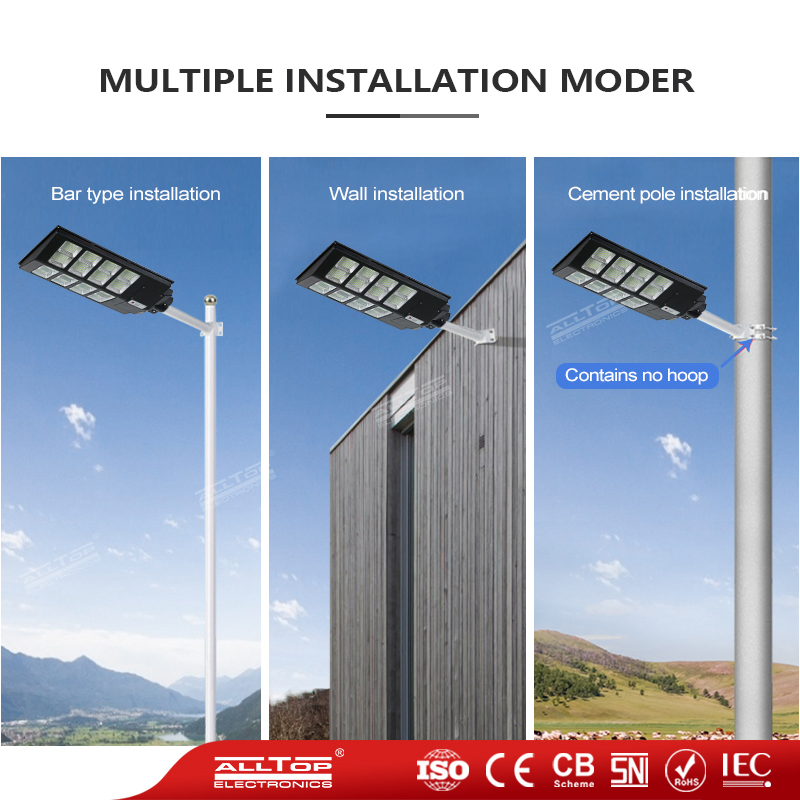 Preço de Atacado Alltop IP65 SMD à Prova d'Água 300W 400W 500W Iluminação de Rua Solar LED para Jardim na Estrada Externa
