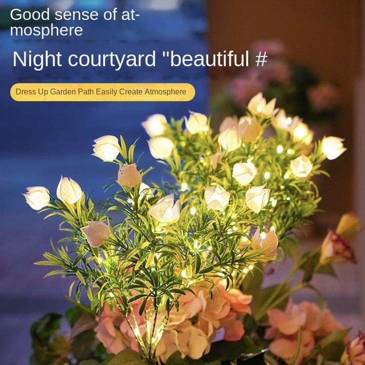 Luminária de Piso Solar LED para Exterior com Novo Design em Cobre, Alimentada por Bateria, Iluminação Decorativa para Jardim em Aplicações de Armazém
