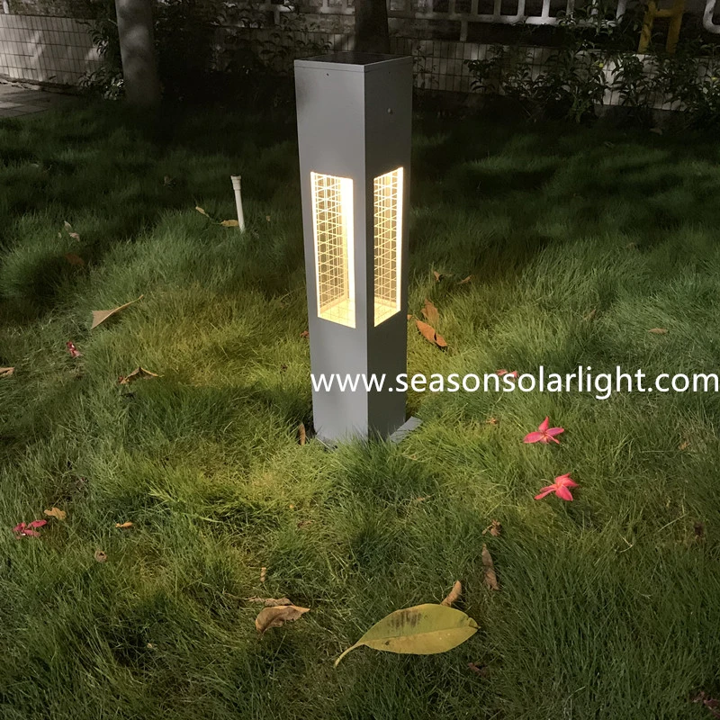 Luzes solares de jardim à prova d'água para o caminho, luz decorativa de bolardo, estilo quadrado, lâmpada de gramado, iluminação paisagística LED
