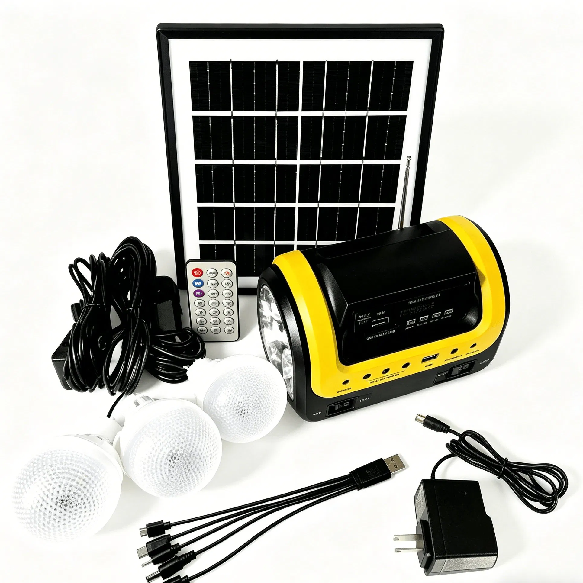 Kit de Iluminação Solar Compacto para Uso em Casa, Camping e Emergências