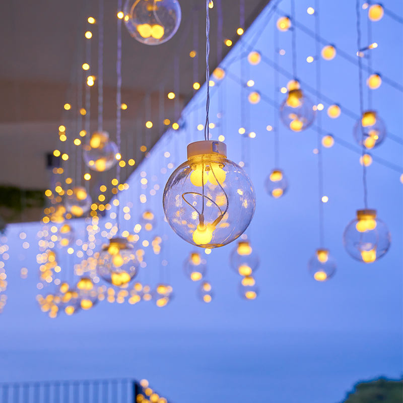 Cortina de Luzes LED Votivas Solares Pequenas Luzes de Natal em Corda Iluminação Decorativa para Festividades do Planeta