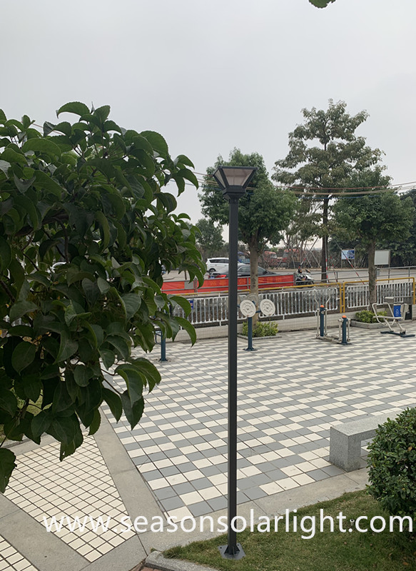 3m Iluminação de Praça de Alto Pólo Solar para Jardim ao Ar Livre com Iluminação de Caminho com LED Quente+Branco Inteligente