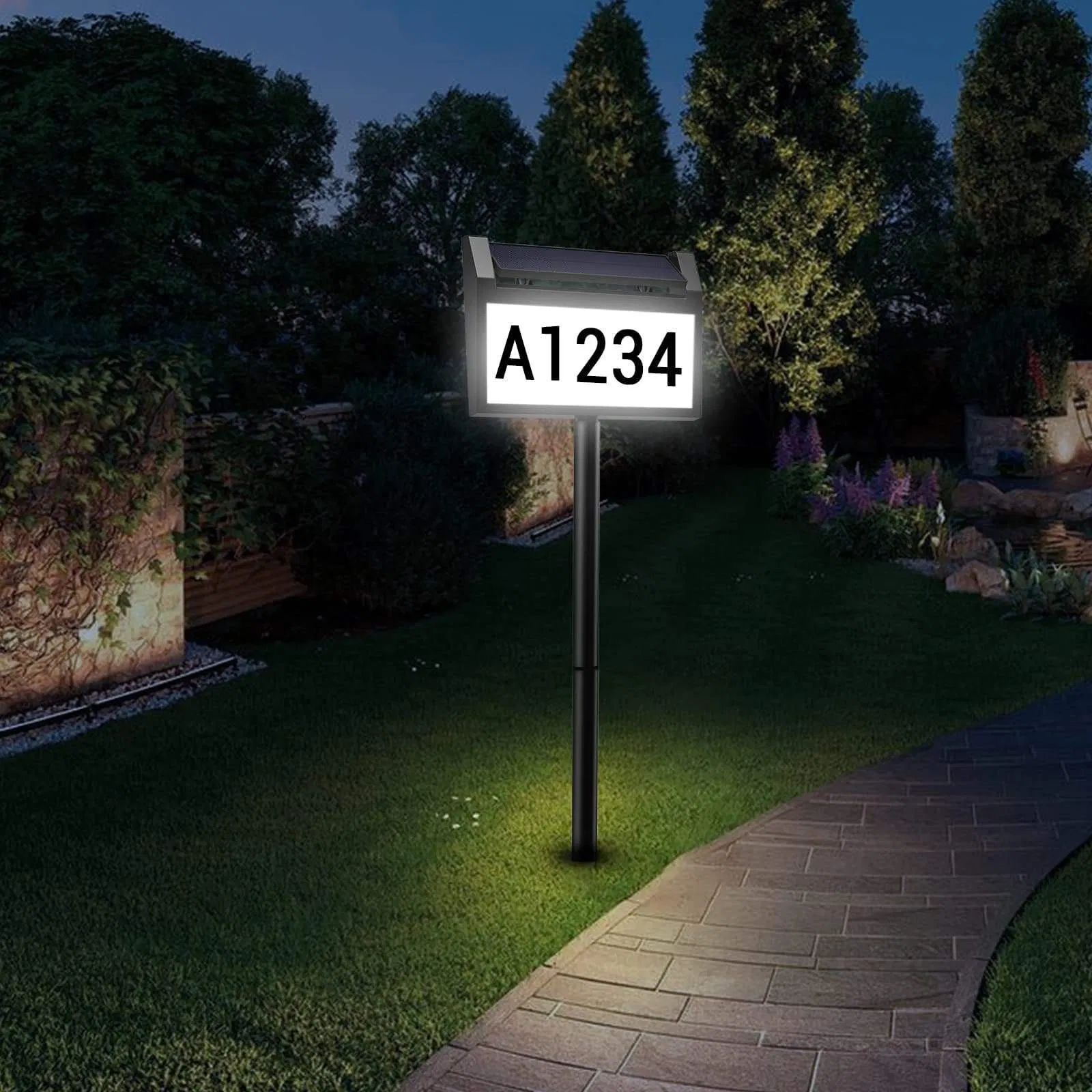 Placa de Número de Casa Solar LED à Prova d'Água 3-Color Luz de Endereço Solar para Exterior para Casa, Quintal, Rua