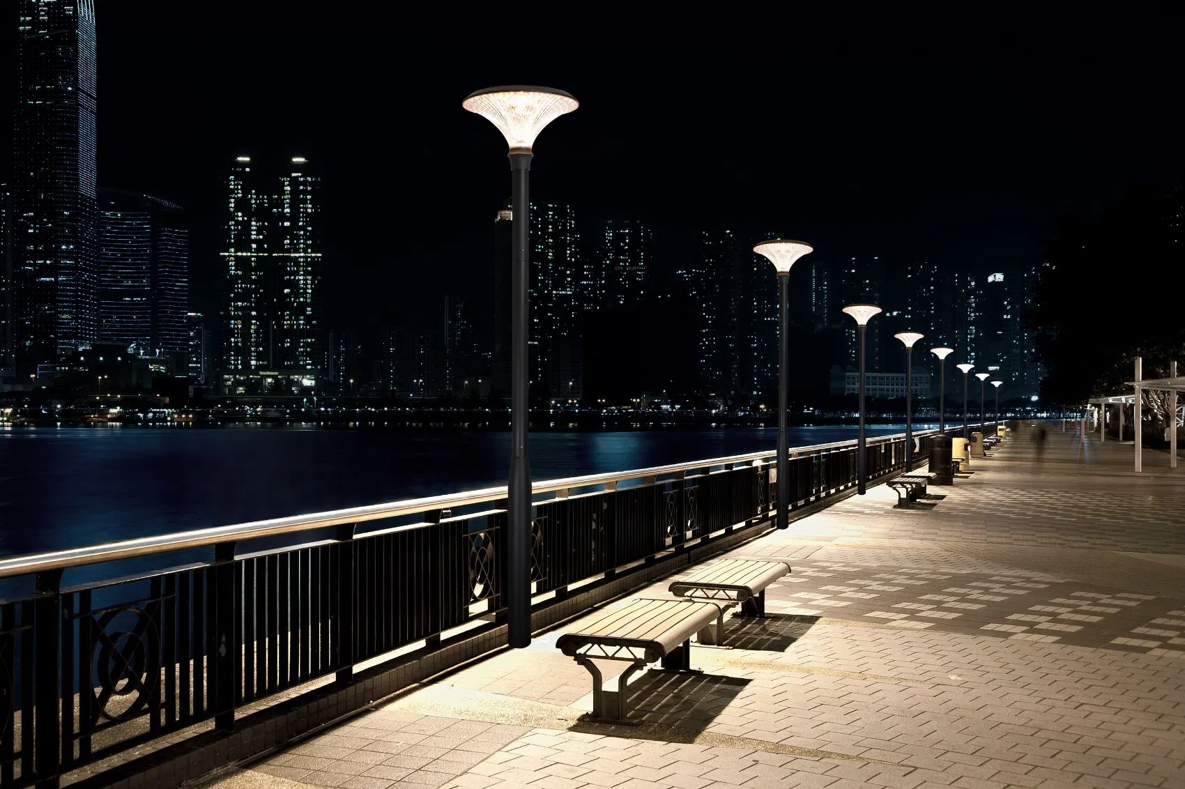 Iluminação Moderna ao Ar Livre LED IP65 50W Luz de Jardim com Estrutura de Alumínio Fundido, Iluminação Solar à Prova d'Água para Paisagismo, Iluminação de Rua LED