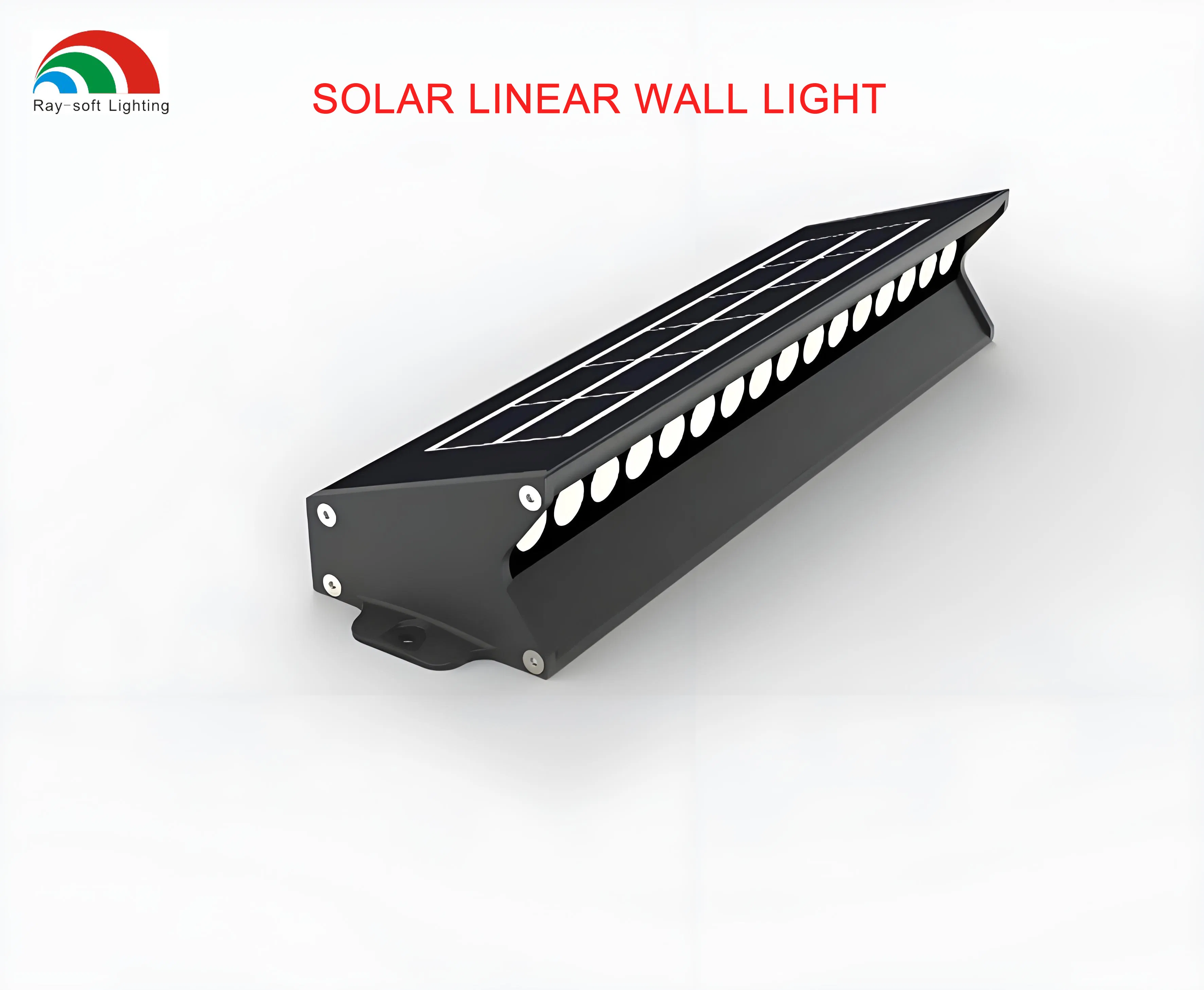 Iluminação Linear de Parede em Alumínio para Jardim ao Ar Livre com LED Solar Moderno IP65 à Prova d'Água
