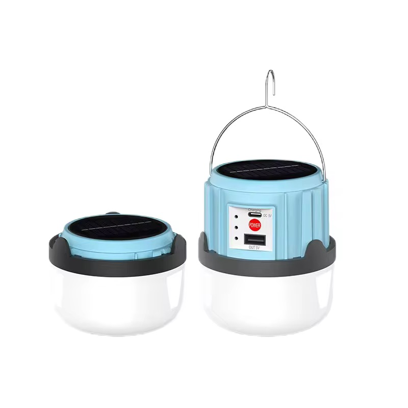 Lanterna de LED solar portátil para exteriores, luz de camping e tenda, economia de energia, iluminação à prova d'água para barracas noturnas