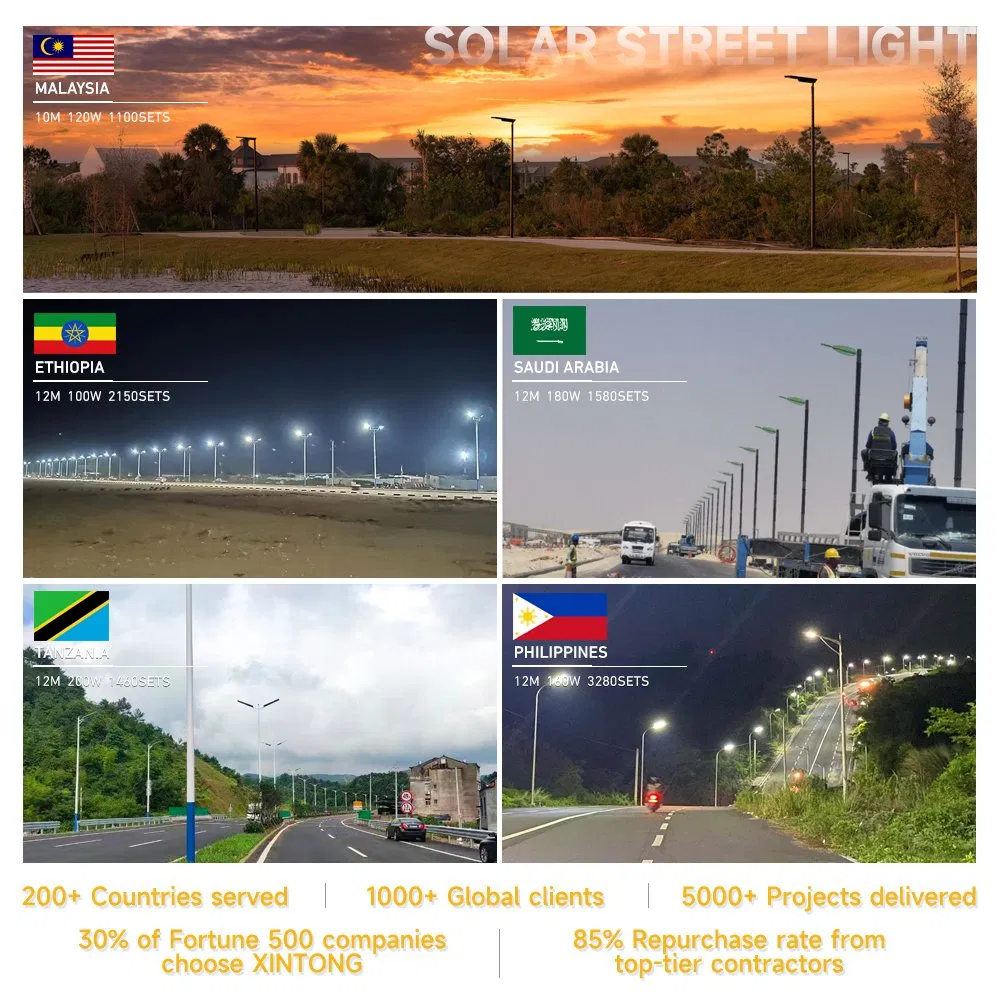 Pólo de Aço Galvanizado com Sensor de Movimento 60W Iluminação Pública Solar com Controle Inteligente Semi Integrado