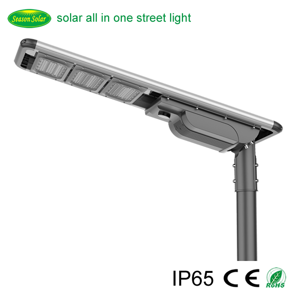 Iluminação Solar LED de Alto Lúmen Estilo Todo em Um 6m--12m Luminária de Poste Externa Lâmpada Solar Iluminação de Rua para Jardim Praça Iluminação de Estacionamento