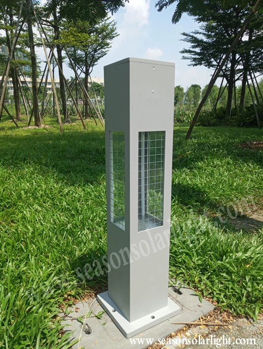 Iluminação LED de material de alumínio para jardim ao ar livre, iluminação de caminho em bollard com painel solar