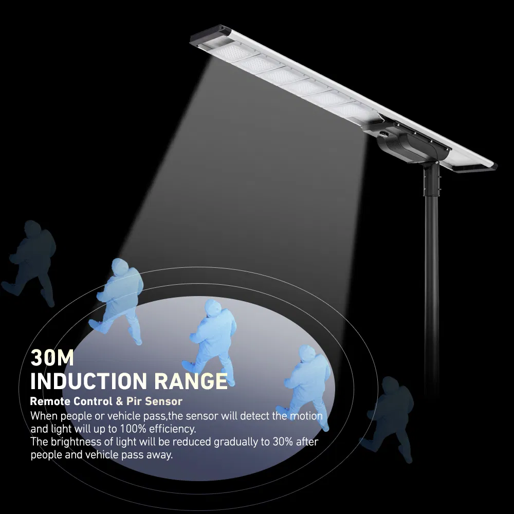 Pólo de Aço Galvanizado com Sensor de Movimento 60W Iluminação Pública Solar com Controle Inteligente Semi Integrado