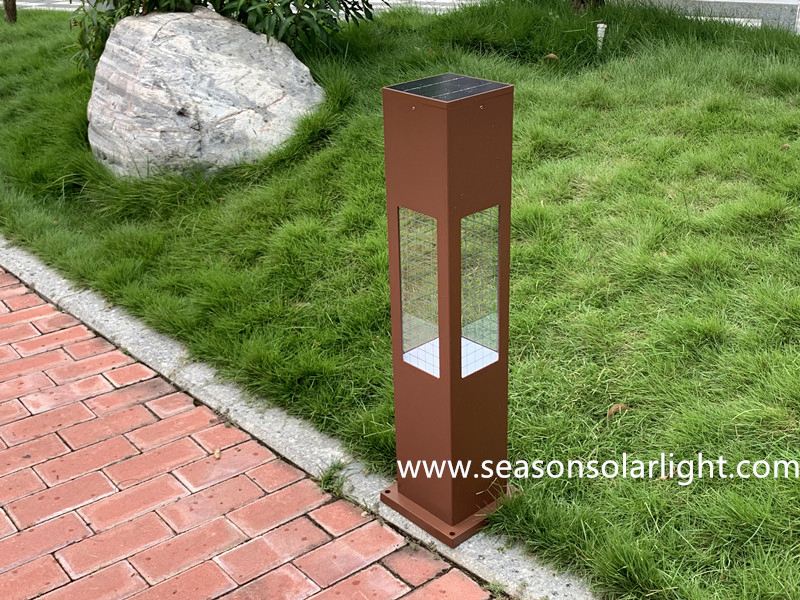 Iluminação LED de material de alumínio para jardim ao ar livre, iluminação de caminho em bollard com painel solar