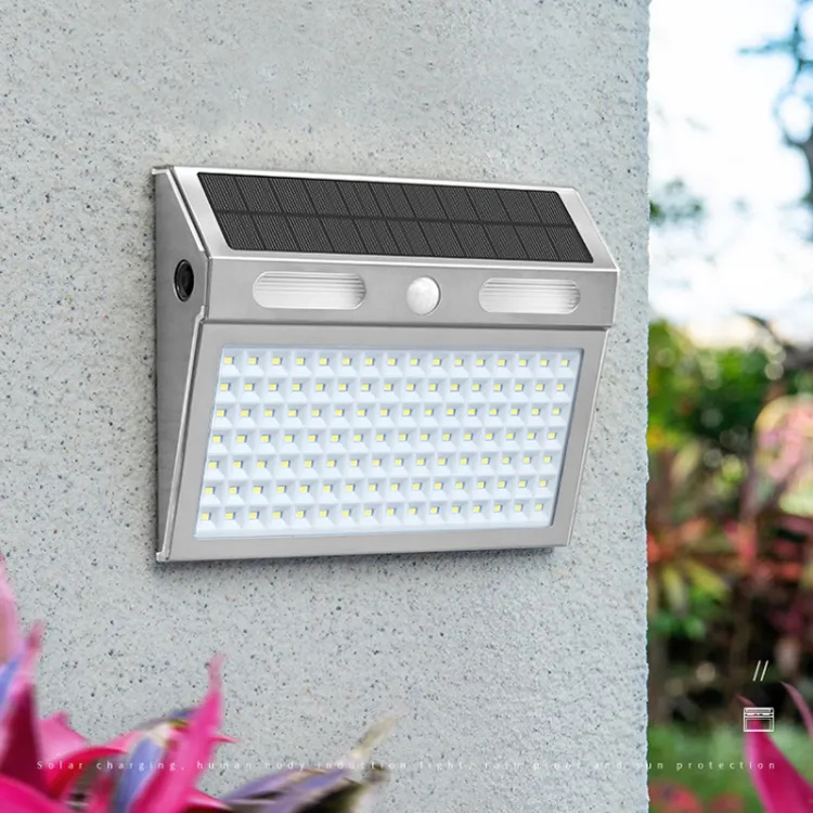 Lanterna Solar de Aço Inoxidável Durável 112 Iluminação de Segurança Externa com Sensor de Movimento à Prova d'Água para Porta da Frente, Quintal, Garagem