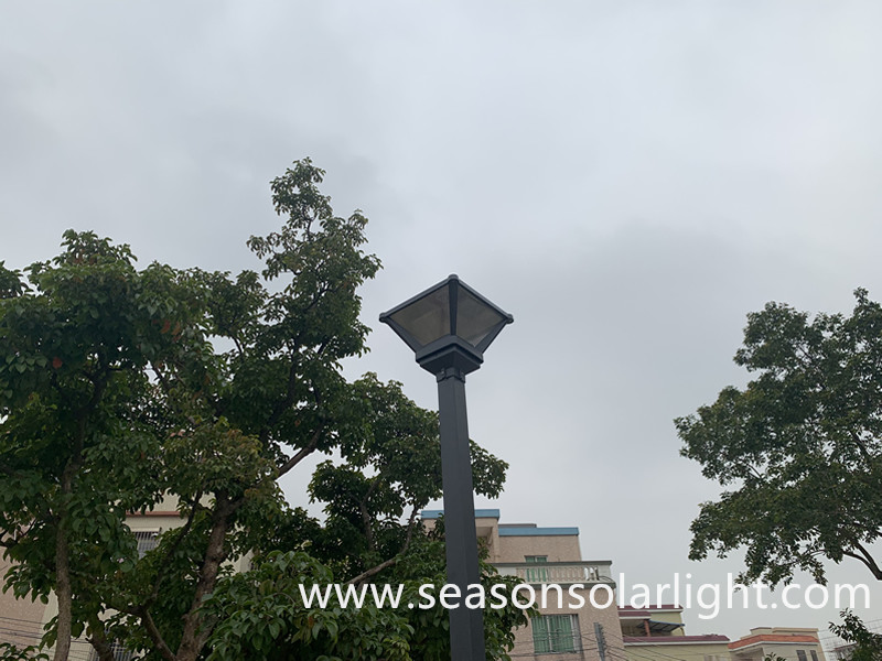 3m Iluminação de Praça de Alto Pólo Solar para Jardim ao Ar Livre com Iluminação de Caminho com LED Quente+Branco Inteligente