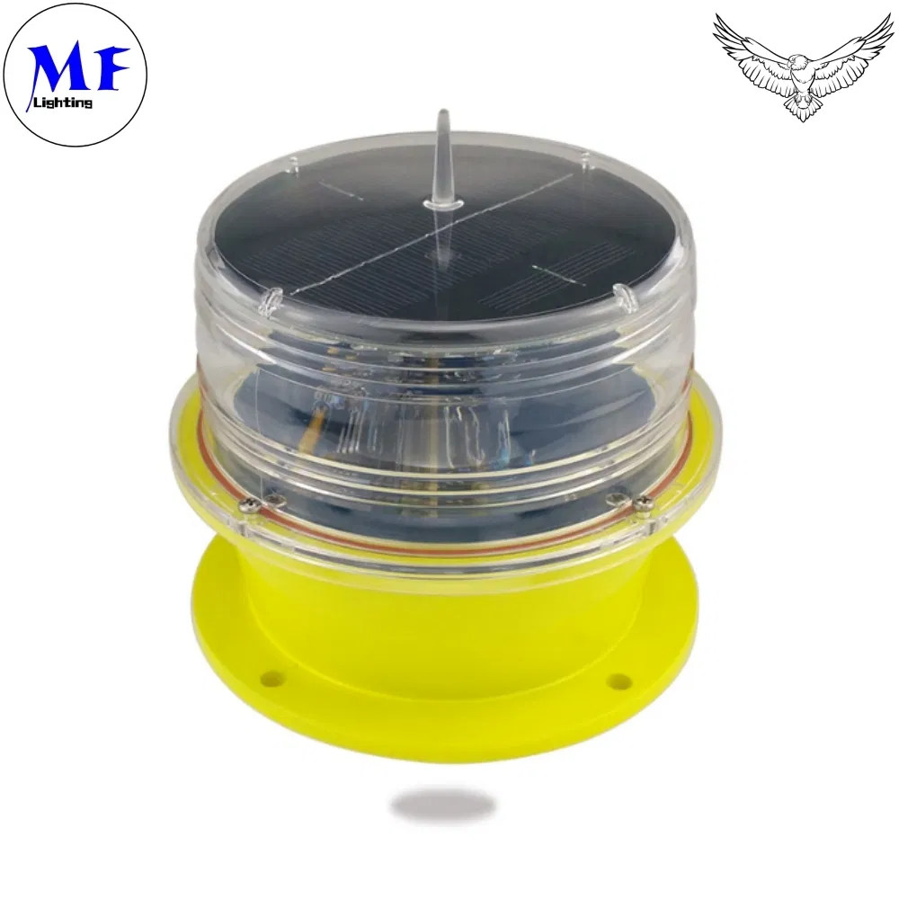 Lanterna Marinha LED de Aviso Aéreo Solar para Farol, Poço de Petróleo Offshore, Sinal Vermelho Verde Amarelo Branco Azul IP66 IP67 IP68 1-3nm 2-6km