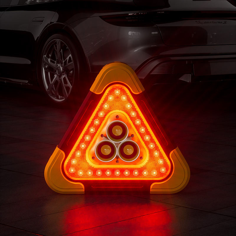 Placa de Advertência Refletiva Solar, Luz de Emergência LED para Estacionamento, Tripé para Carro