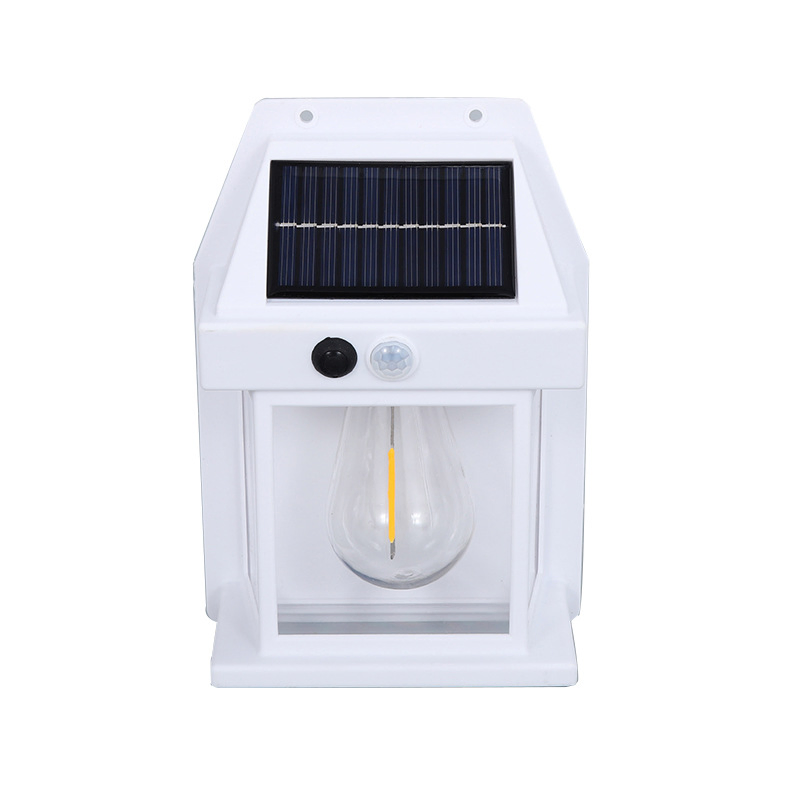 Lâmpada de Parede Solar Externa Bulbo de Filamento de Tungstênio Sensor de Indução de Corpo Humano Iluminação de Jardim