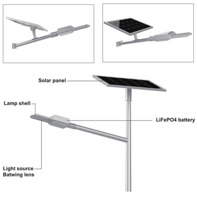 Luminária de Rua Solar de Alta Qualidade LiFePO4 Controlador MPPT IP65 Iluminação para Estacionamento Externa à Prova d'Água