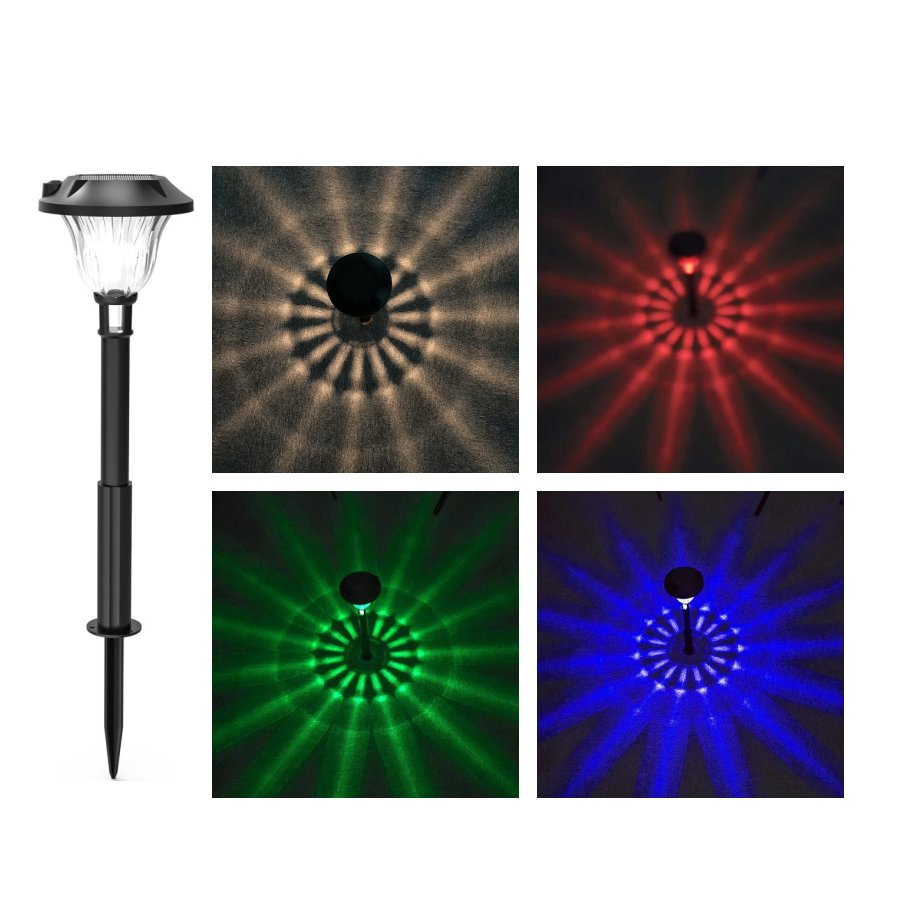 Lâmpada Solar RGBW para Jardim Iluminação Decorativa Solar LED para Paisagismo