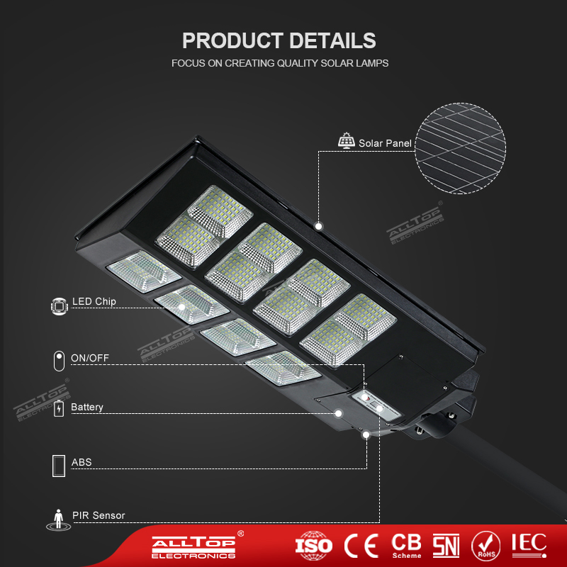 Preço de Atacado Alltop IP65 SMD à Prova d'Água 300W 400W 500W Iluminação de Rua Solar LED para Jardim na Estrada Externa
