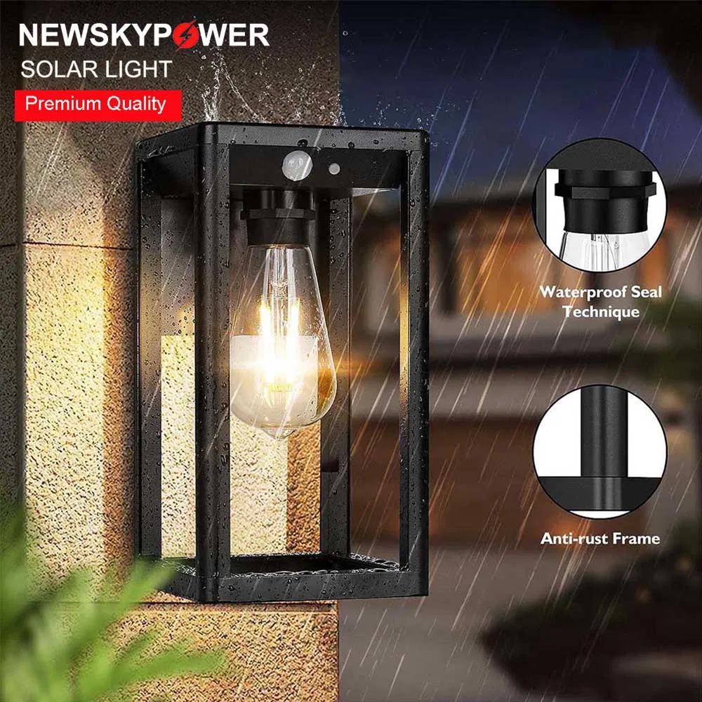 Lâmpada de parede solar com sensor, super brilhante, à prova d'água, em alumínio, para iluminação externa de casas