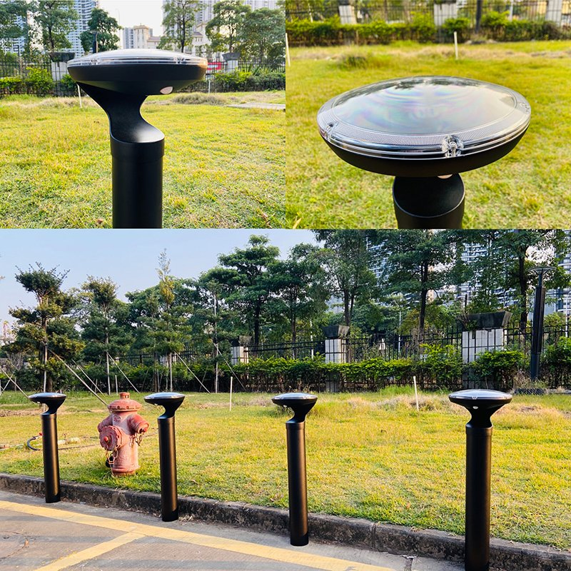 Sensor de Movimento Externo IP65 À Prova D'Água Alumínio Solar LED Bollard Luz Quente Branca Iluminação de Jardim Paisagístico