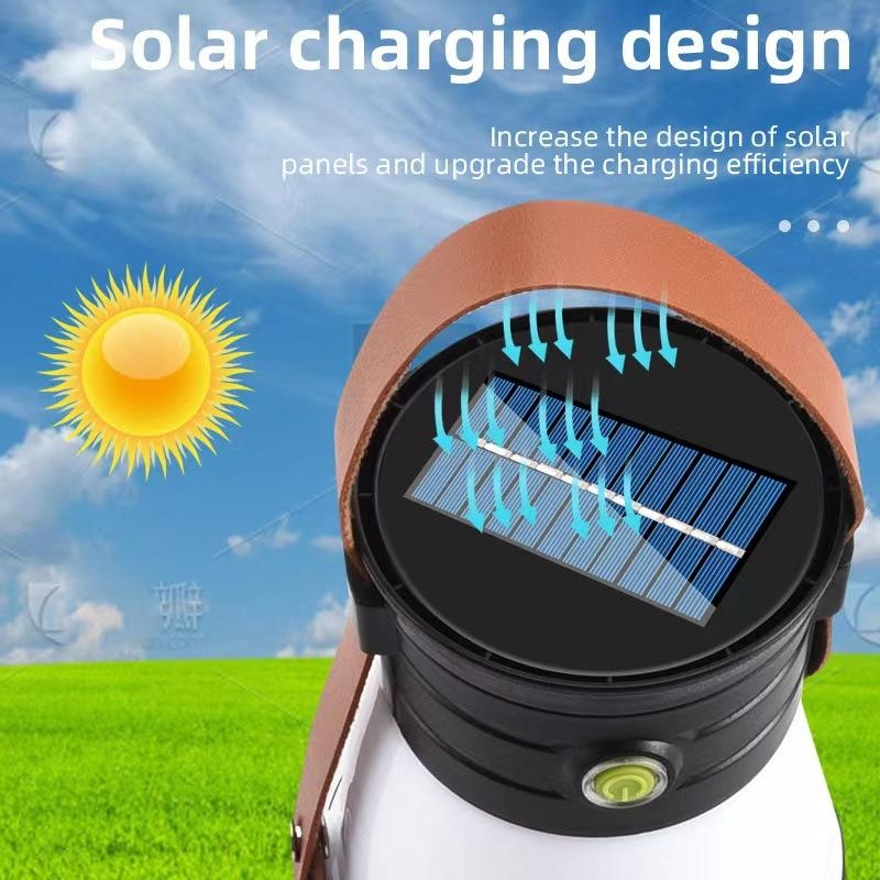 Lanterna de Camping Solar LED Portátil à Prova d'Água Recarregável Luz de Emergência Iluminação para Barraca de Caminhada