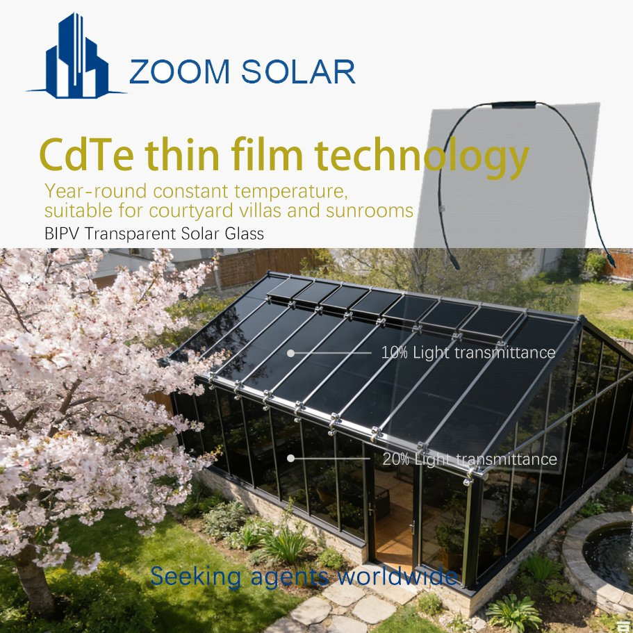 Cdte BIPV Solar Glass Curtain Wall with Thermal Insulation for Building Energy Efficient Facade System
