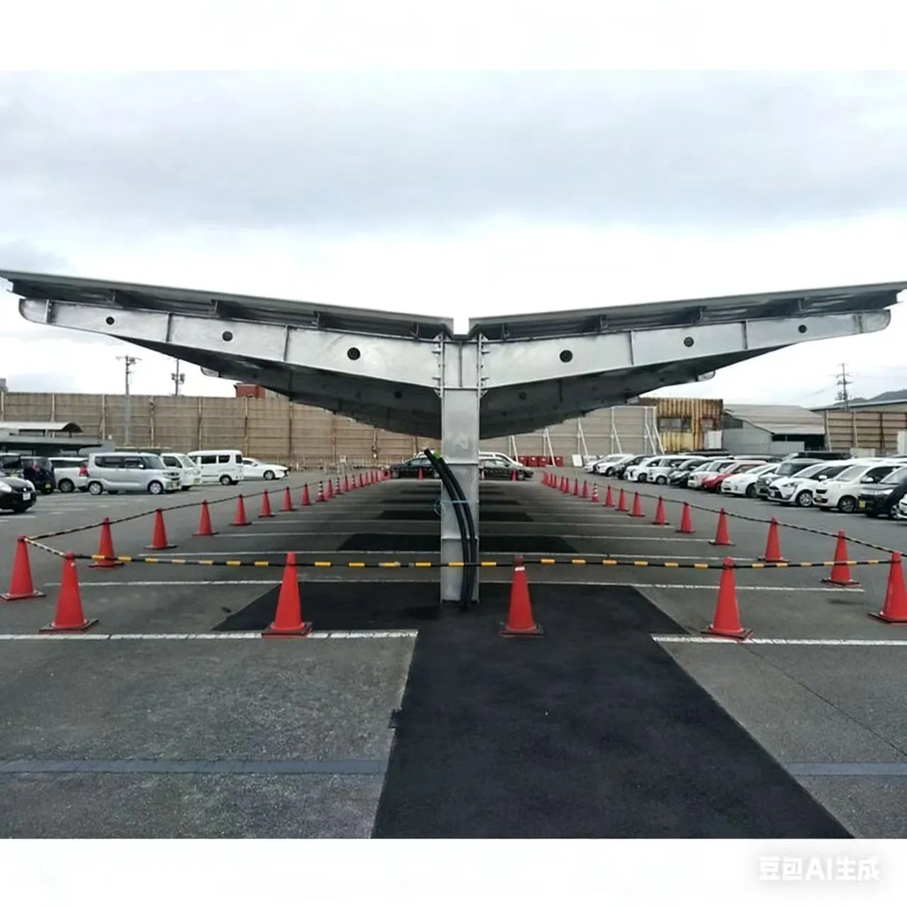 Carbon Steel Double Side Solar Carport Mounting PV Parking Lot Structure