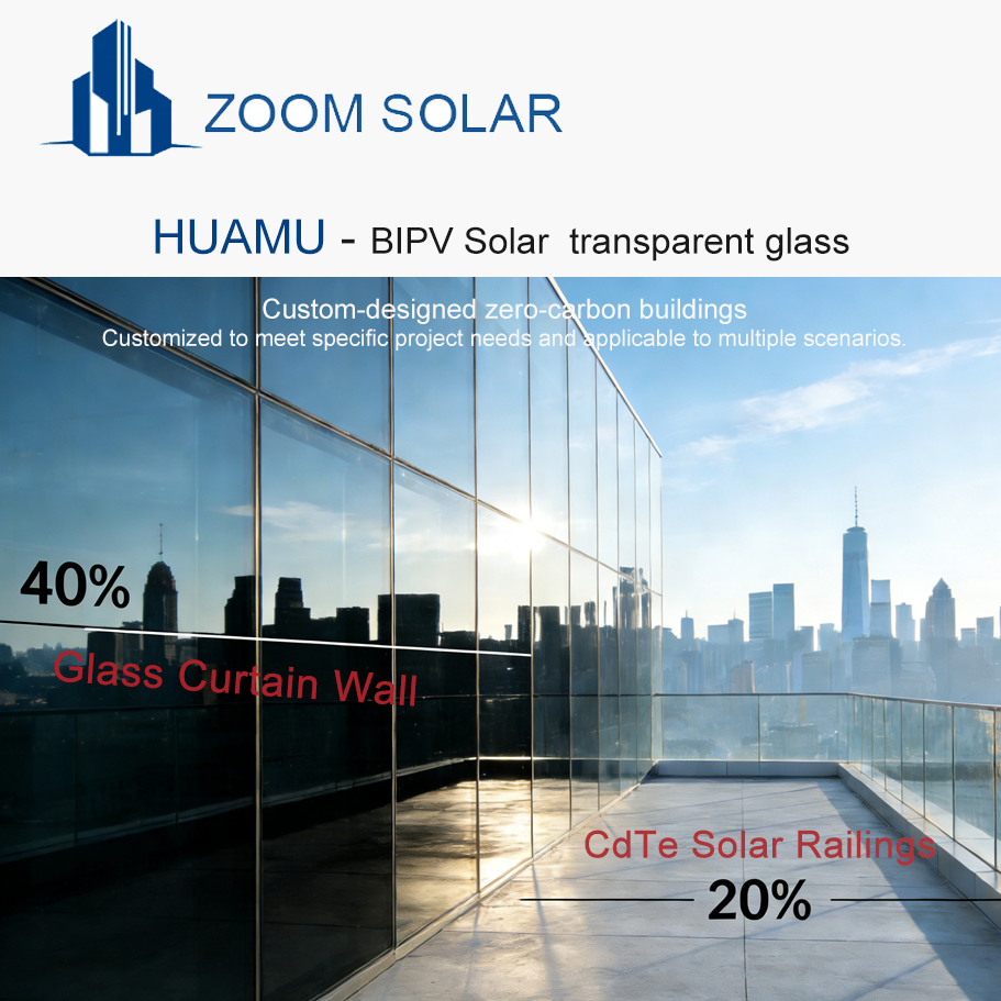 Cdte BIPV Solar Glass Curtain Wall with Thermal Insulation for Building Energy Efficient Facade System