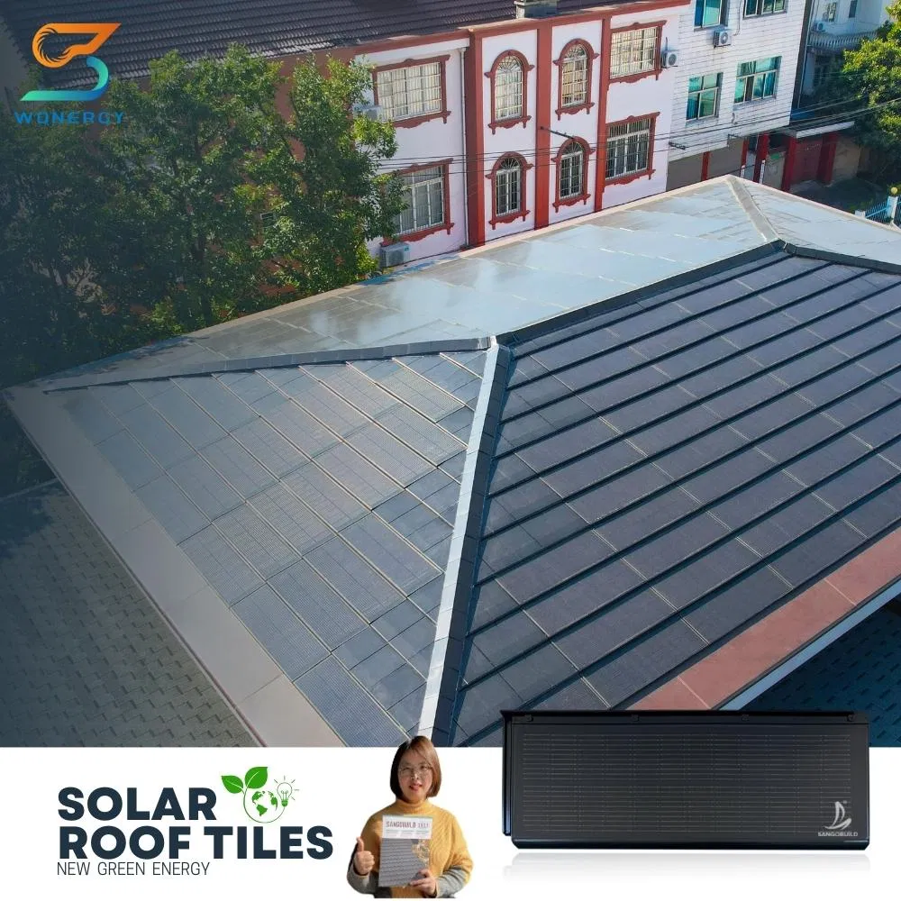 Red 87W Solar Energy System Integrated PV Single Glass to Glass Modules on Roof Structure Home High Efficiency Solar Roof Tiles Polycristaline