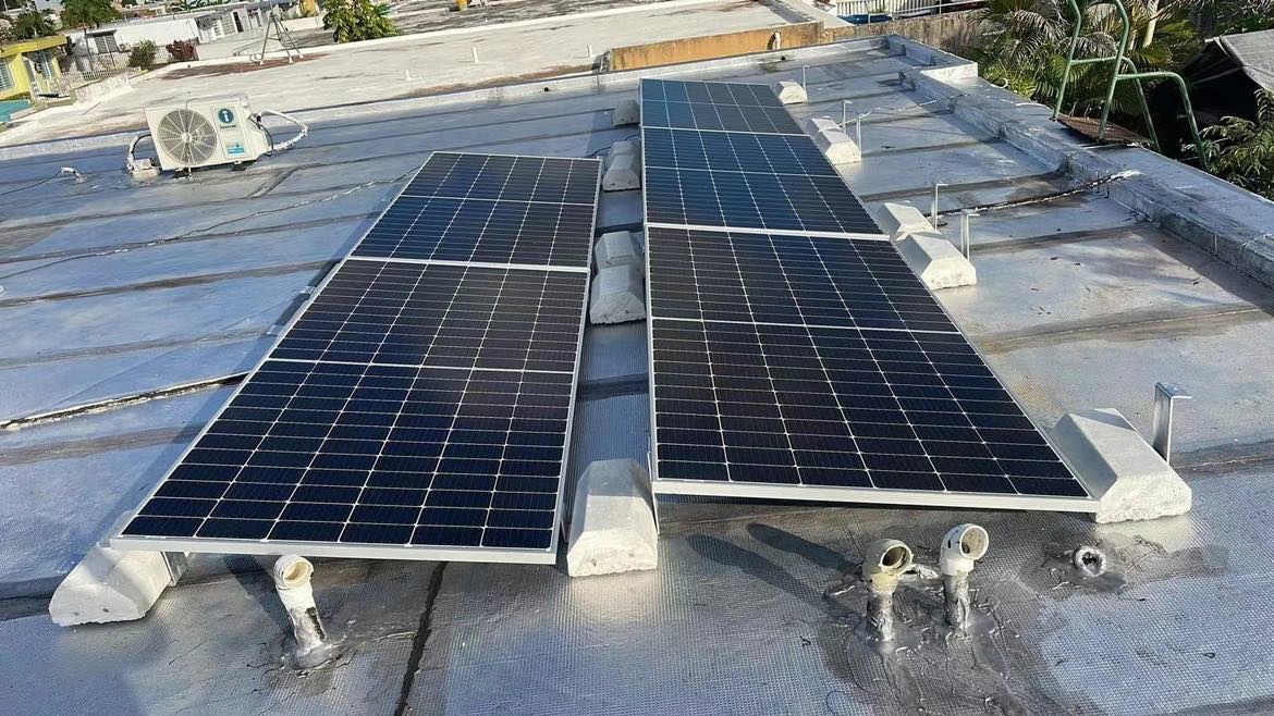 Roof Solar Bracket Structure Tracking PV Concrete Ballast Flat Roof Solar Mounting System