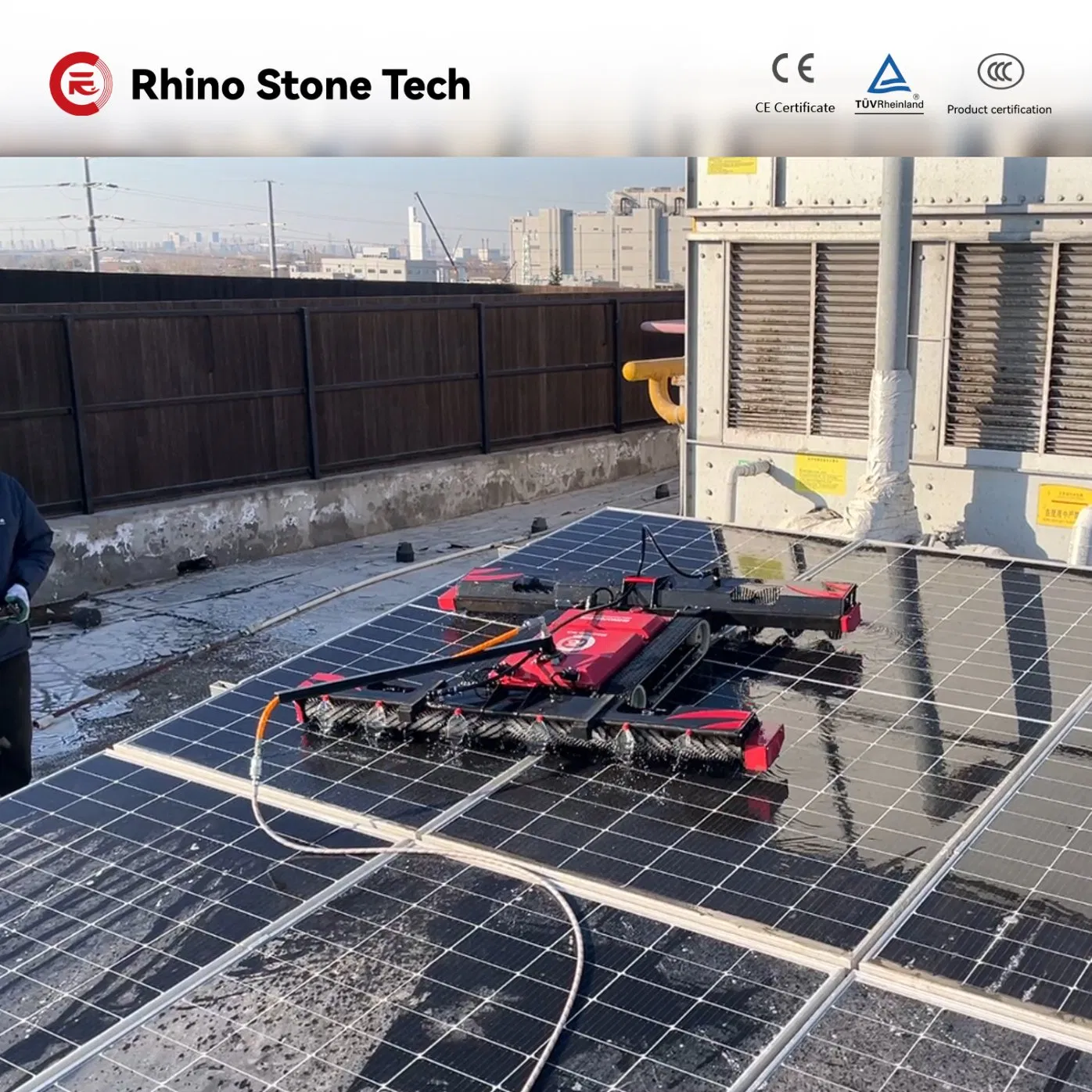 Crawler Walking Remote Controlled Solar Panel Cleaning Robot High-Efficiency Photovoltaic Cleaning Robot