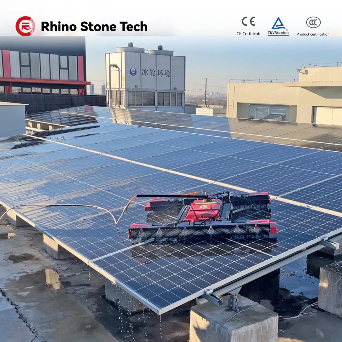 Crawler Walking Remote Controlled Solar Panel Cleaning Robot High-Efficiency Photovoltaic Cleaning Robot