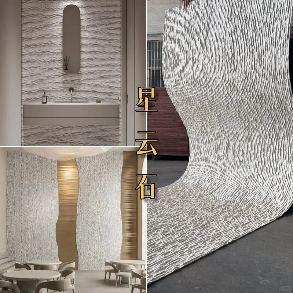 2mm Exterior Decoration Soft Stone Tiles 3D Travertine Flexible Stone Panel Sheets