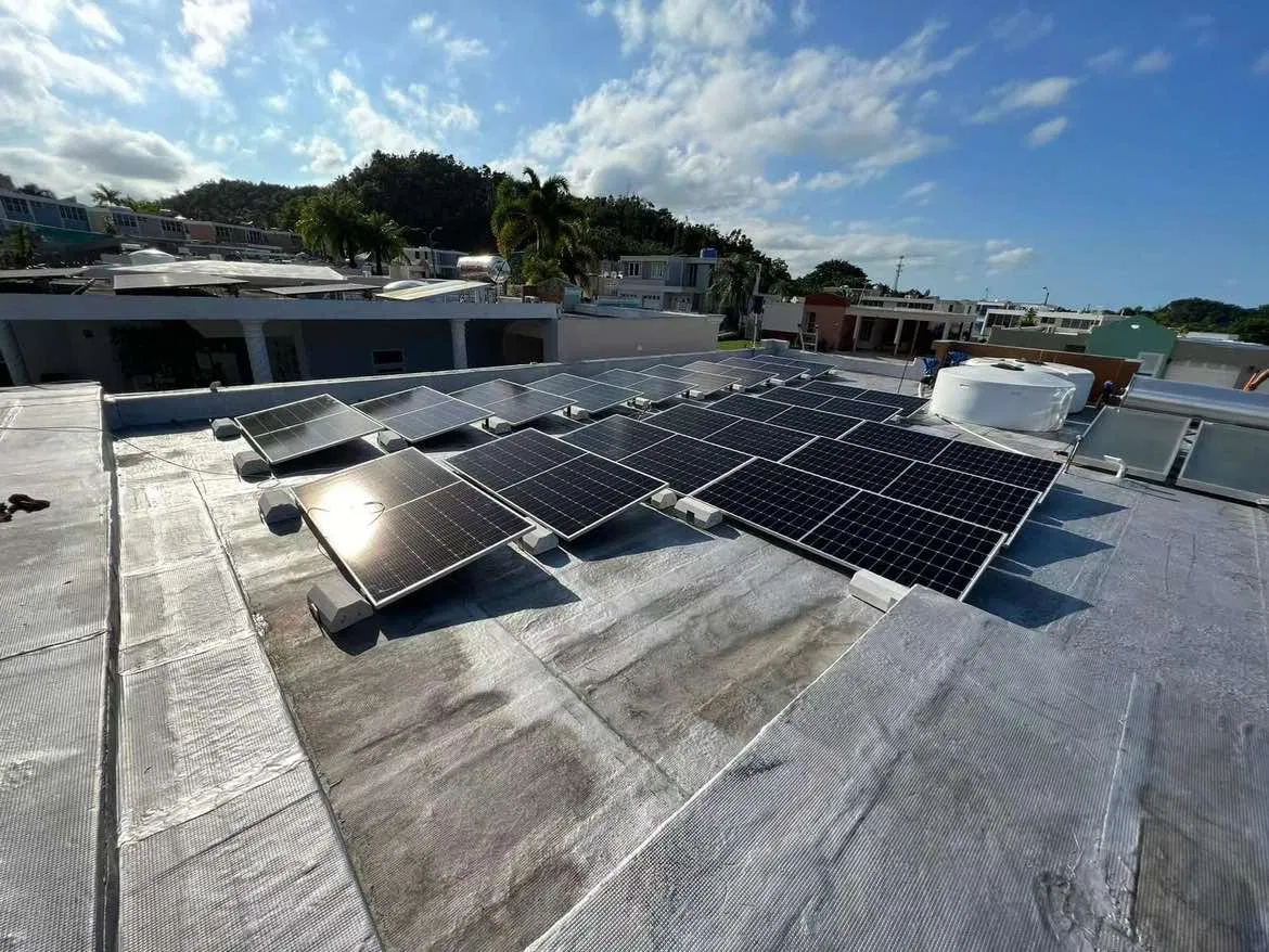 Roof Solar Bracket Structure Tracking PV Concrete Ballast Flat Roof Solar Mounting System