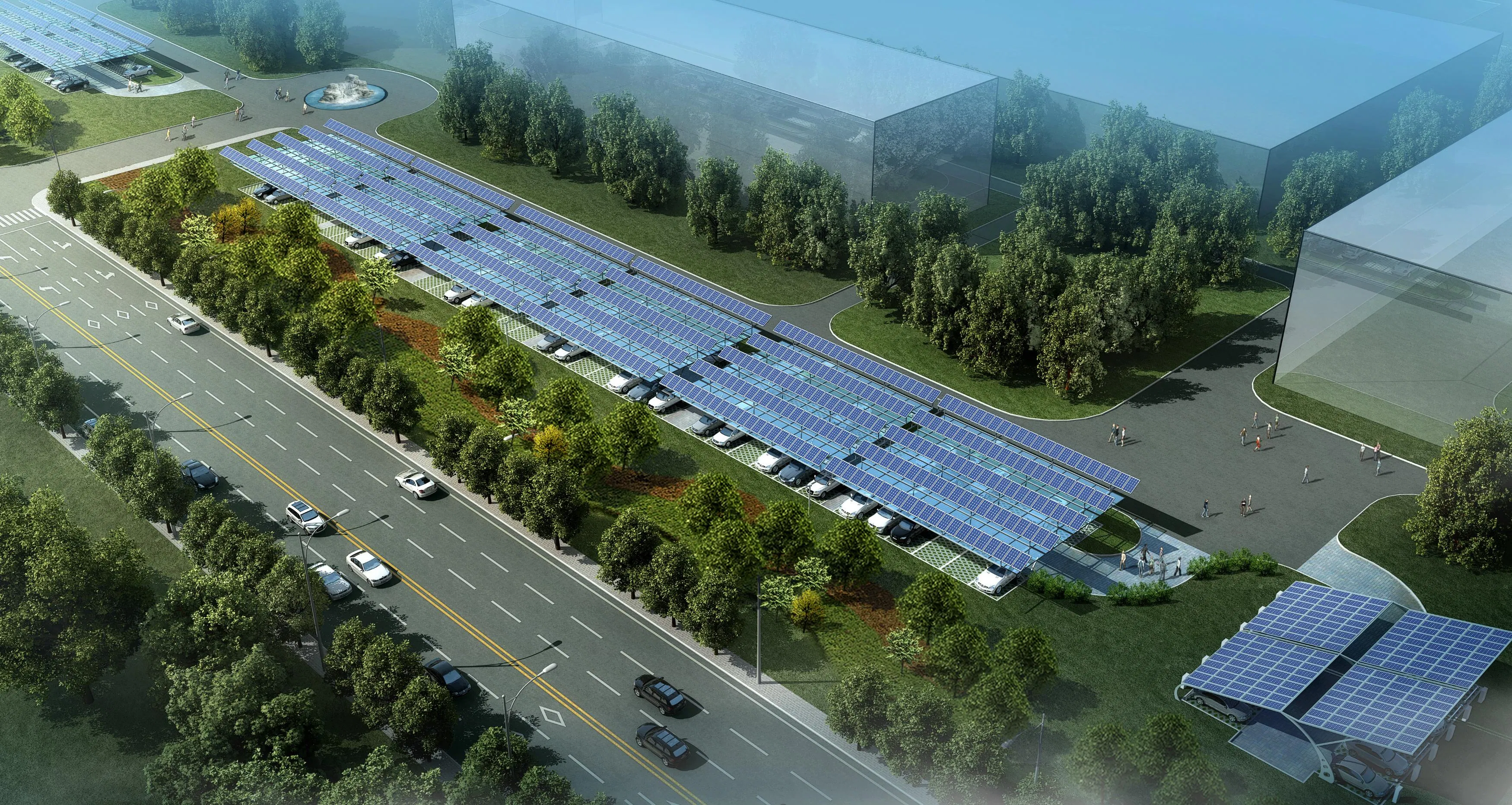 Durable Nine Steel Solar Carport Support Structure for Outdoor Use