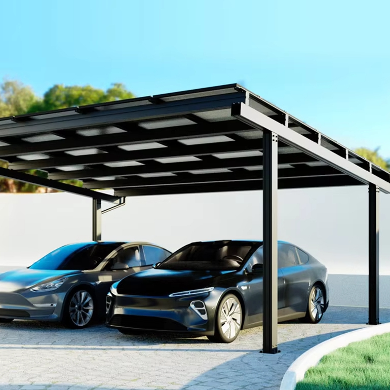 Factory Price Waterproof Solar Carport System Commercial PV Parking Structure