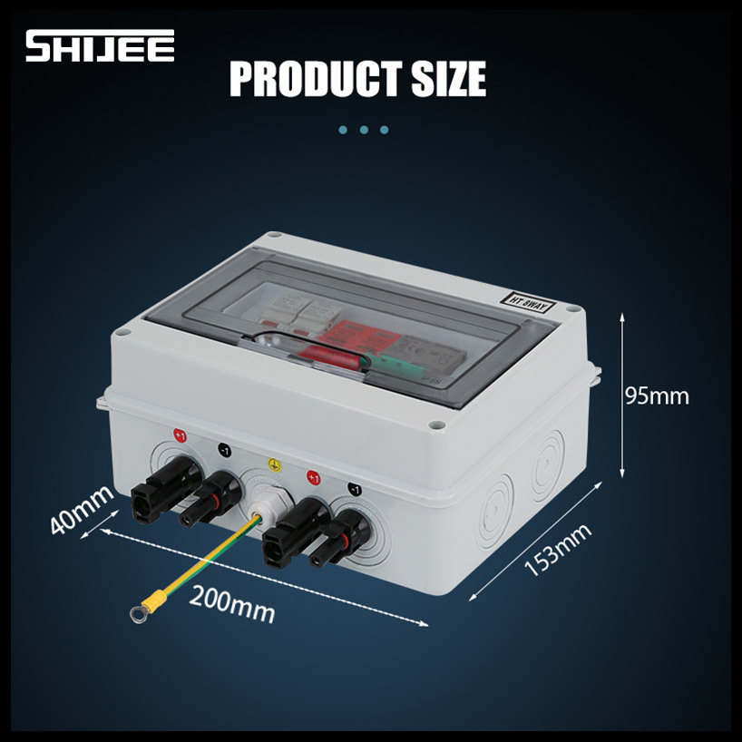Shijee Waterproof UV Resistant MCB Waysolar Panel Junction Box IP67 Plastic Distribution Breaker Box Suzhou Junction Box DC Solar PV Photovoltaic Combiner Box
