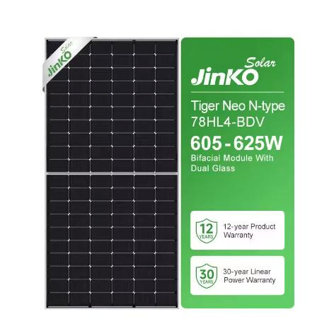 Jinko N-Type Bifacial PV Module 78hl4-Bdv 615W 620W 625W Tiger Neo Dual Glass Solar Panel