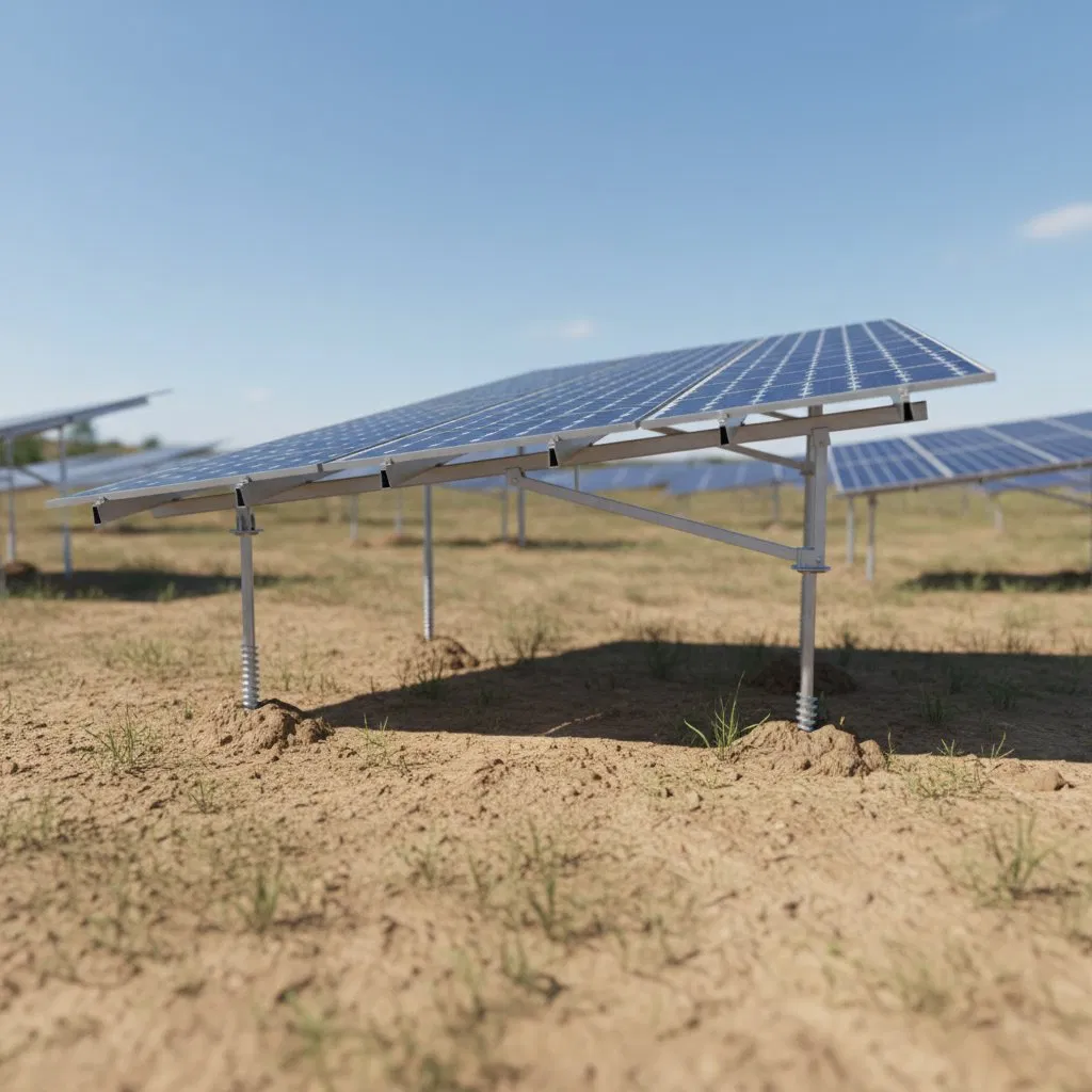 Solar Panel Ground Mount Poles Installation off Grid PV Ground Screw 2000mm Fxing Racking Kit