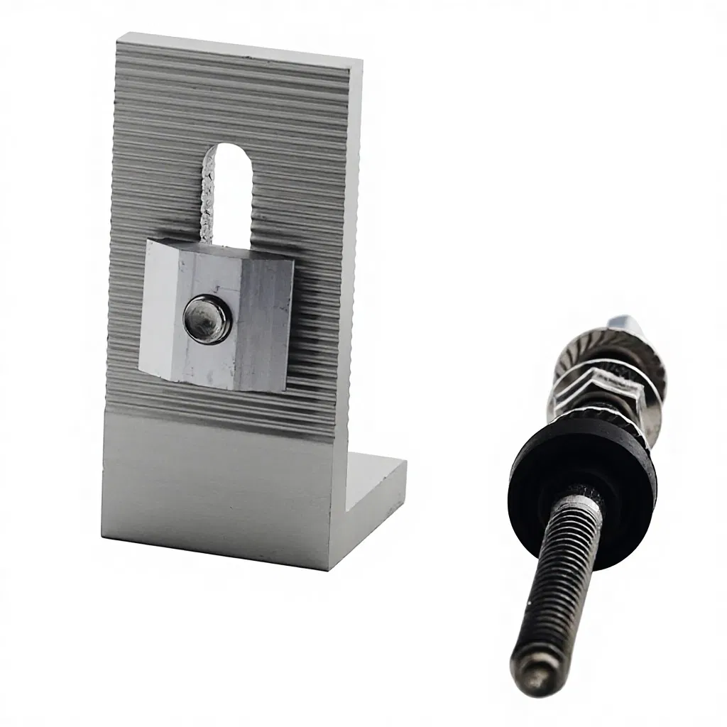 Adjustable M10 Solar Panel Mounting Screws with L Bracket Aluminum Alloy Stainless Steel Roof Fixture Kit for Photovoltaic Installation