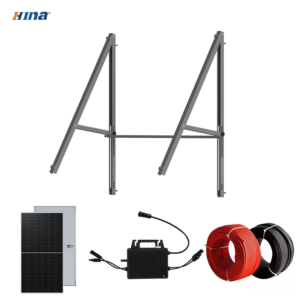 Wall Solar Bracket Kits PV Adjustable 2 Panels on-Grid Solar Panel Balcony Mount